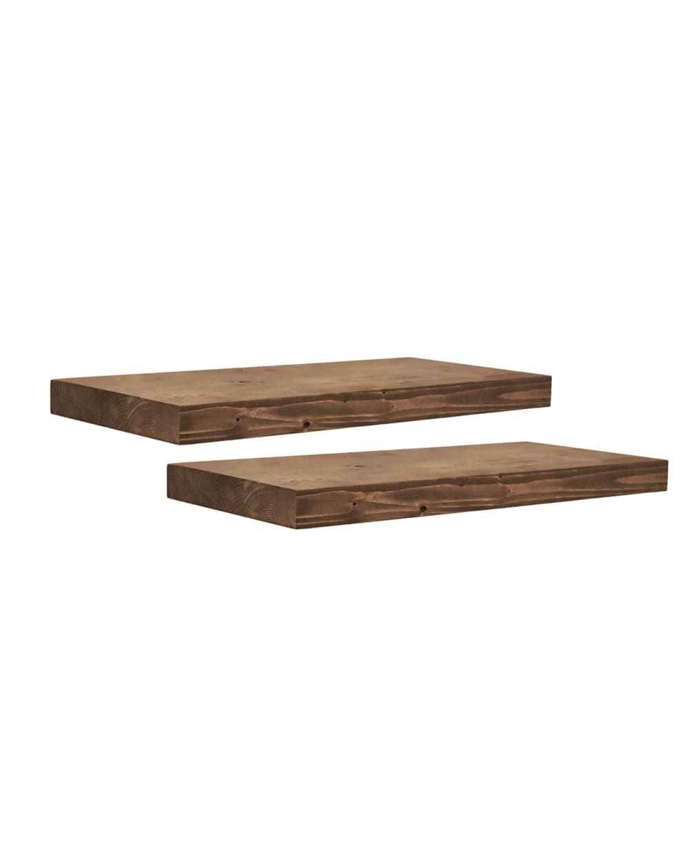 Ensemble 2 tables de chevet en bois flottantes noyer 45cm