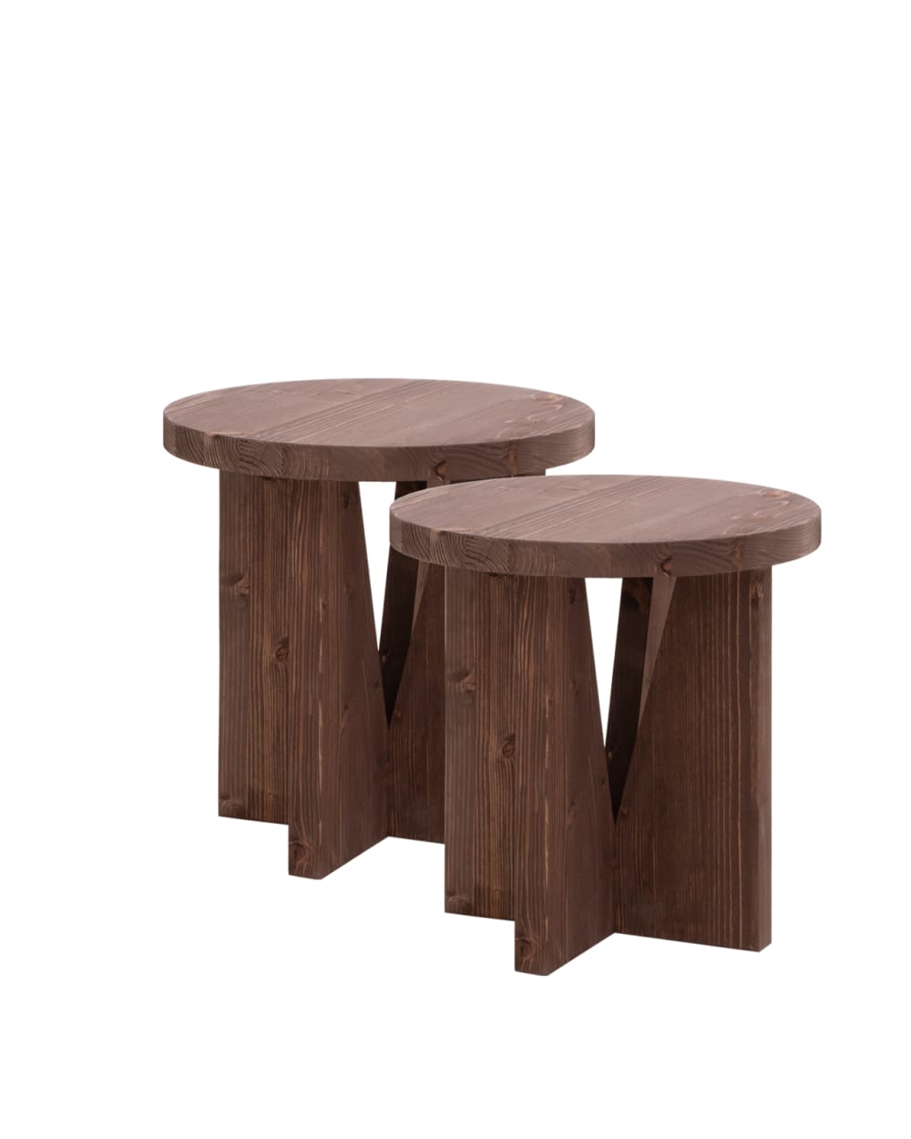 Ensemble 2 tables de chevet en bois noyer 40x40cm