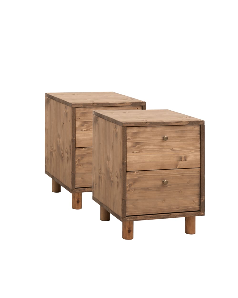 Decowood 2er-Set Nachttische Aus Massivholz, 51x38cm Braun