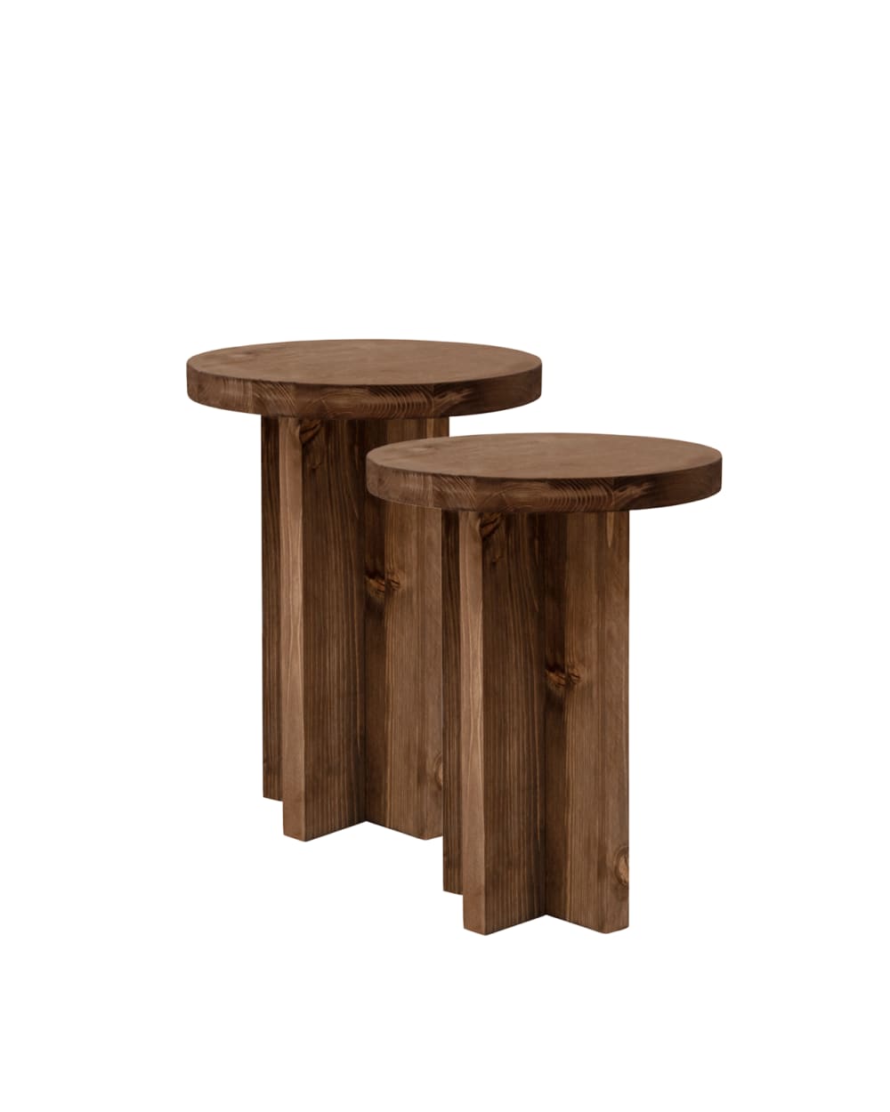 Ensemble 2 tables de chevet en bois noyer 45x35cm