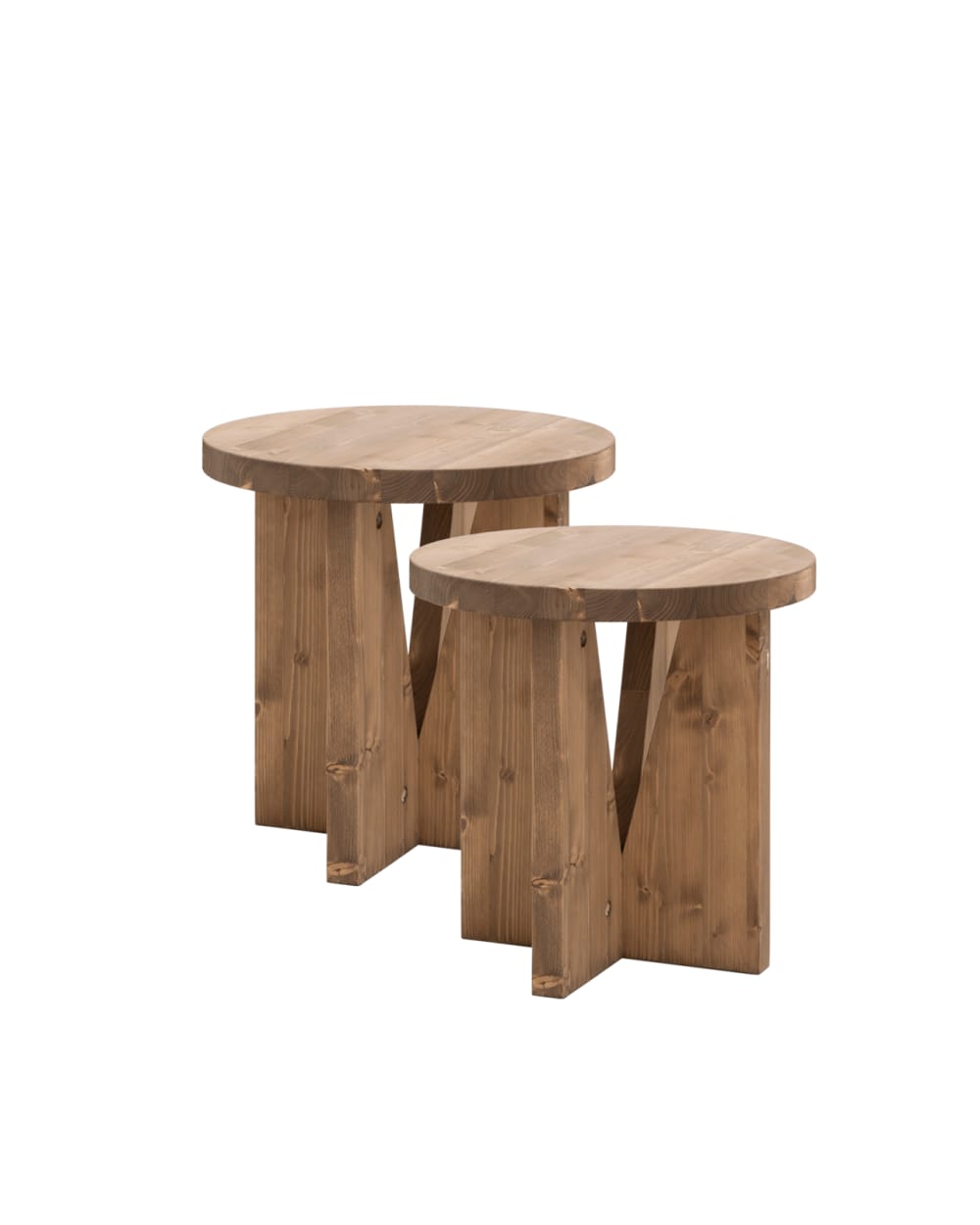 Ensemble 2 tables de chevet en bois marron 40x40cm
