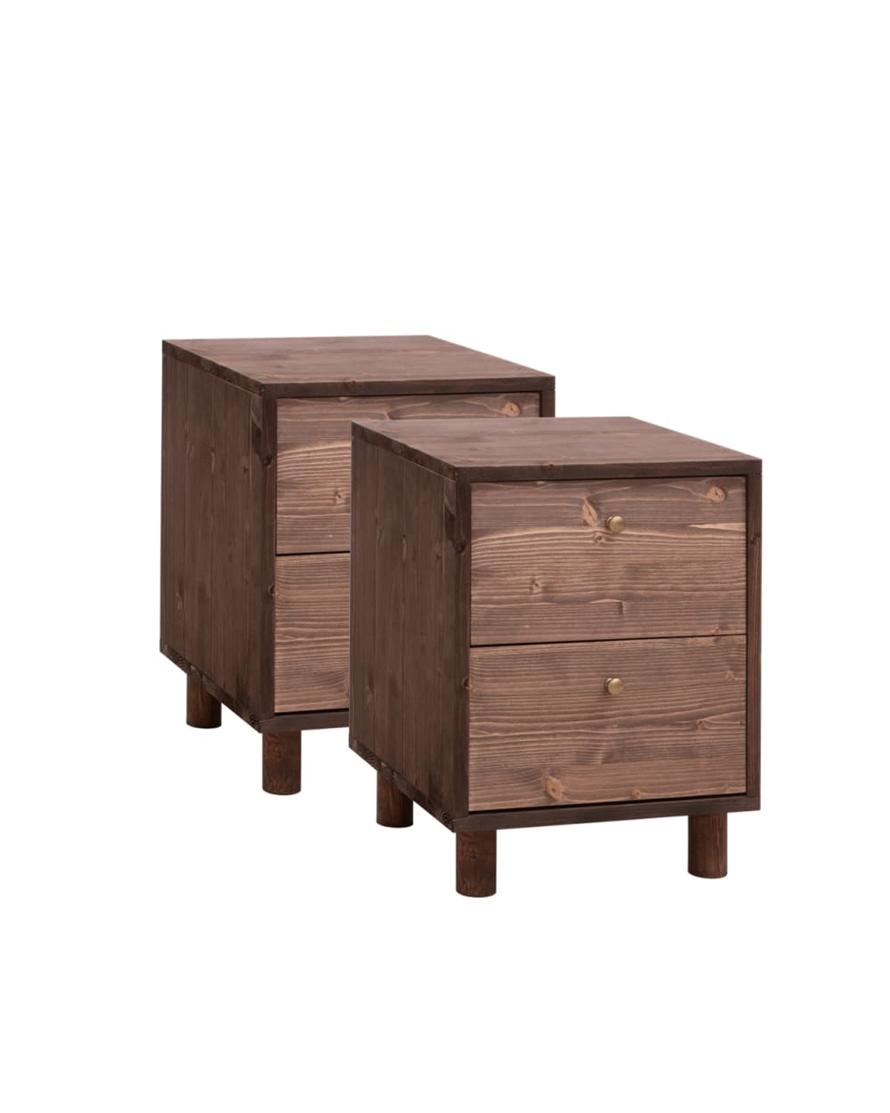 Ensemble 2 tables de chevet en bois noyer 51x38cm