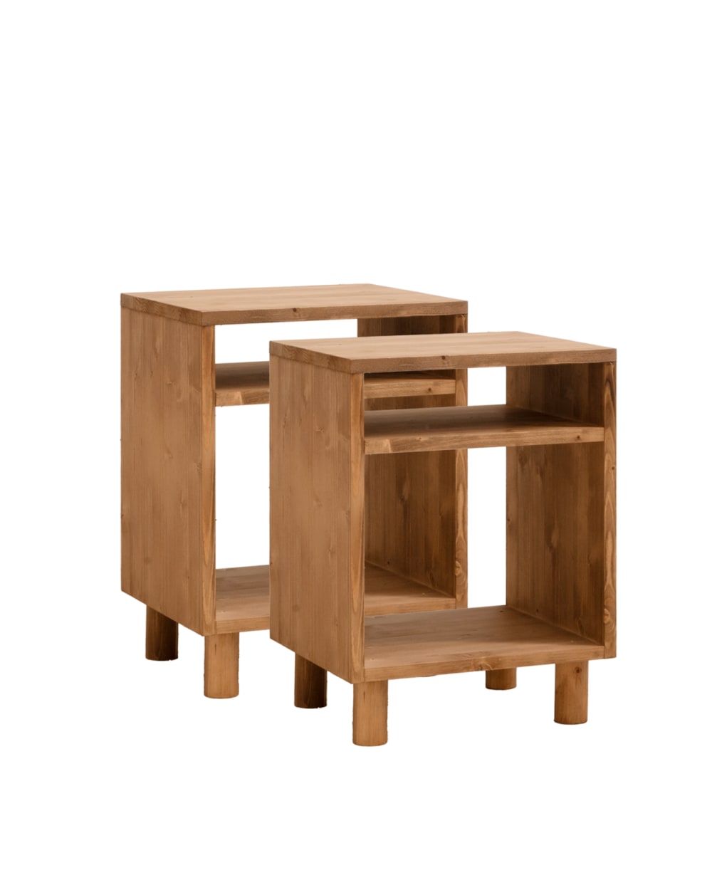 Ensemble 2 tables de chevet en bois marron 51x32cm