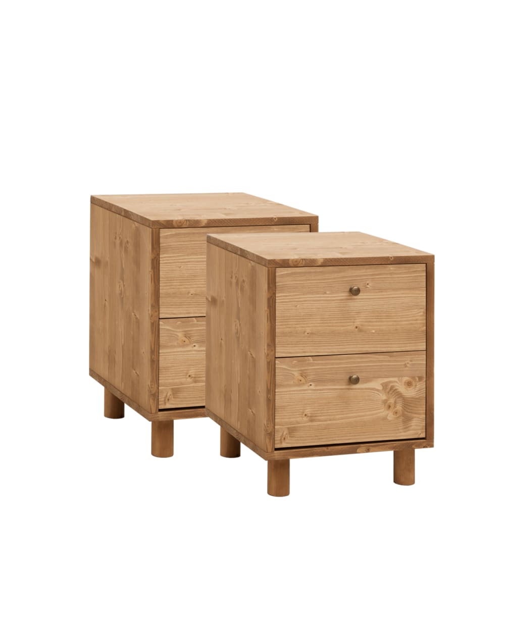 Ensemble 2 tables de chevet en bois marron clair 51x38cm