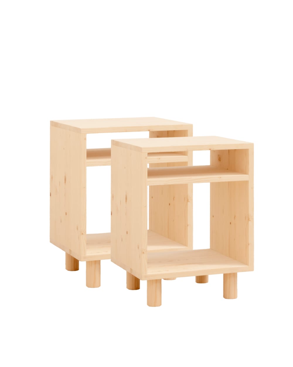 Ensemble 2 tables de chevet en bois beige 51x32cm