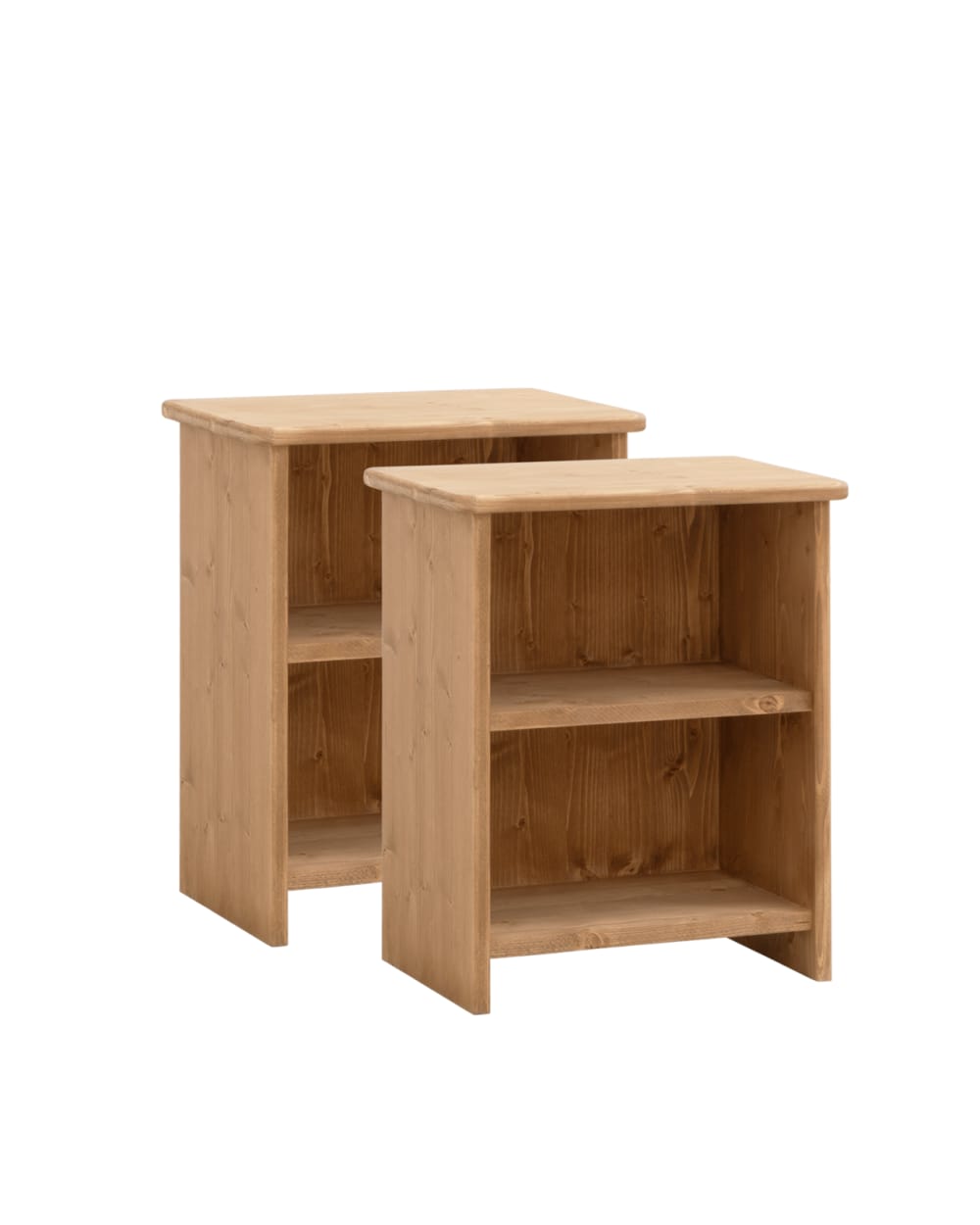 Ensemble 2 tables de chevet en bois marron clair 50x42cm
