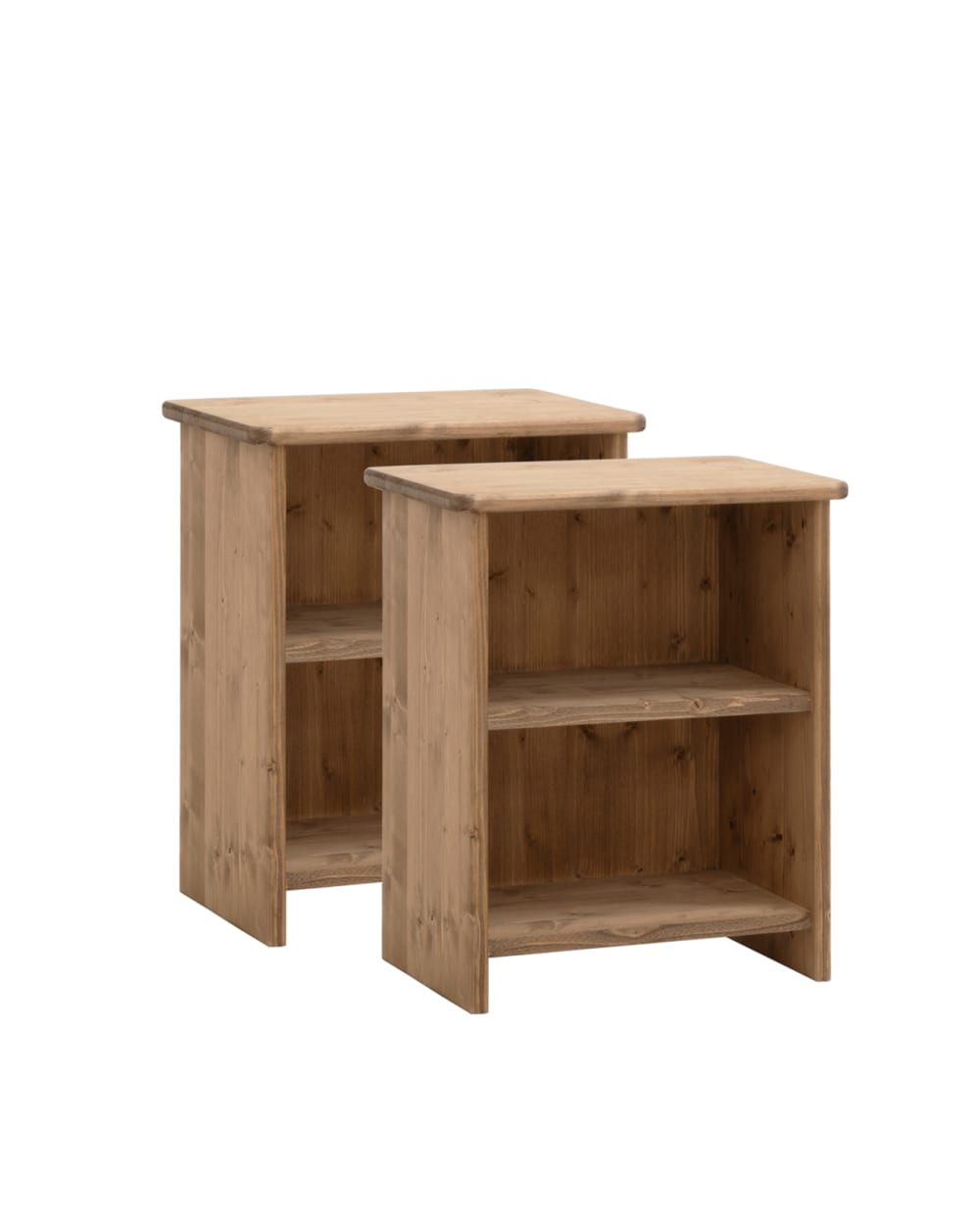 Ensemble 2 tables de chevet en bois marron 50x42cm
