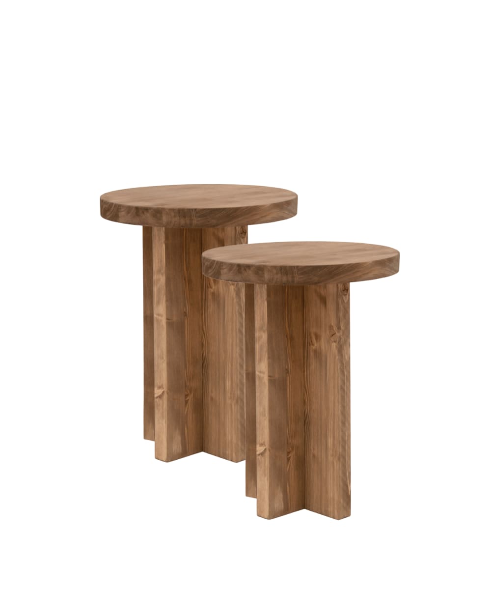Ensemble 2 tables de chevet en bois marron 45x35cm