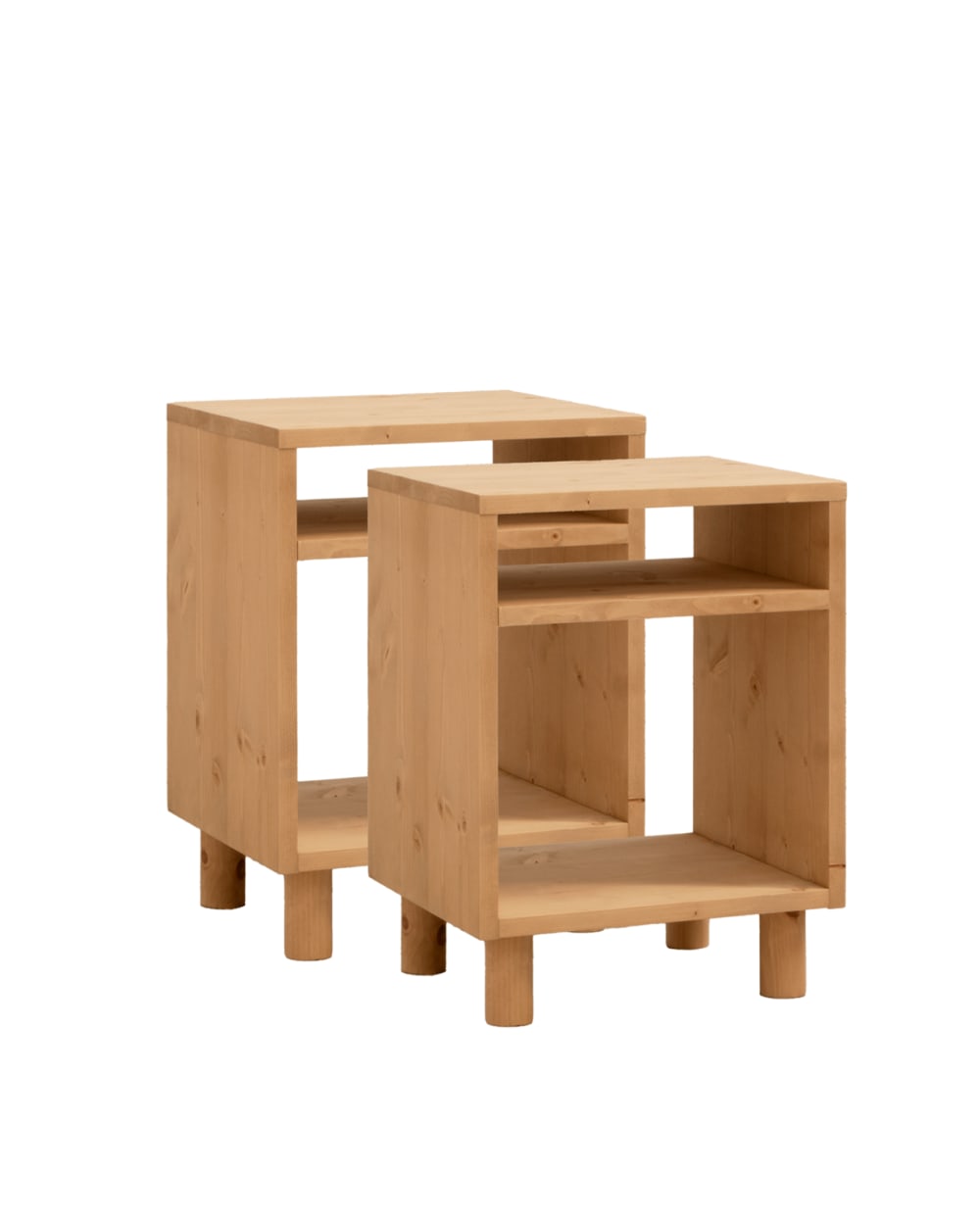 Ensemble 2 tables de chevet en bois marron clair 51x32cm
