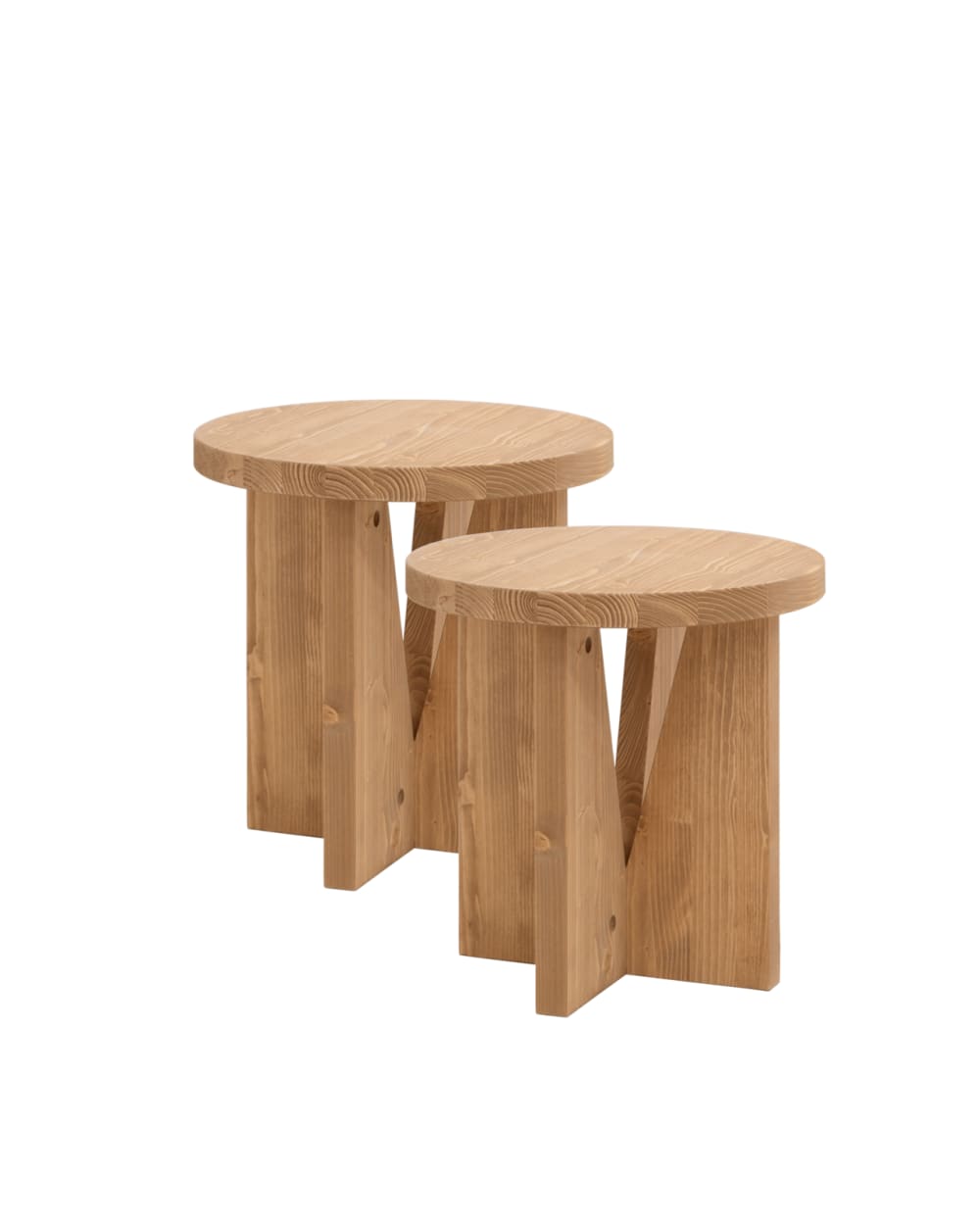 Ensemble 2 tables de chevet en bois marron clair 40x40cm
