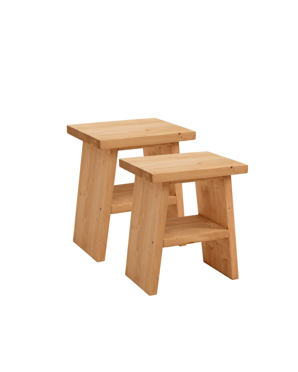 Ensemble 2 tables de chevet ou d'appoint en bois marron clair 45x39cm
