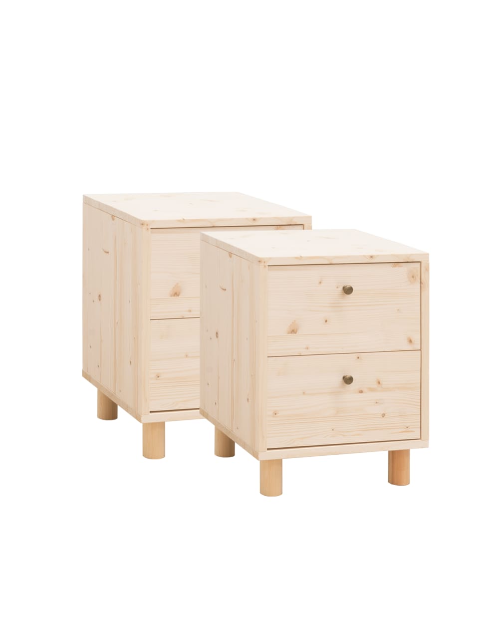 Ensemble 2 tables de chevet en bois beige 51x38cm