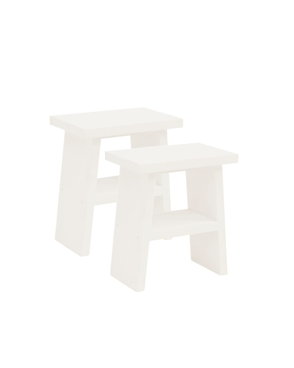 Ensemble 2 tables de chevet ou d'appoint en bois blanc 45x39cm