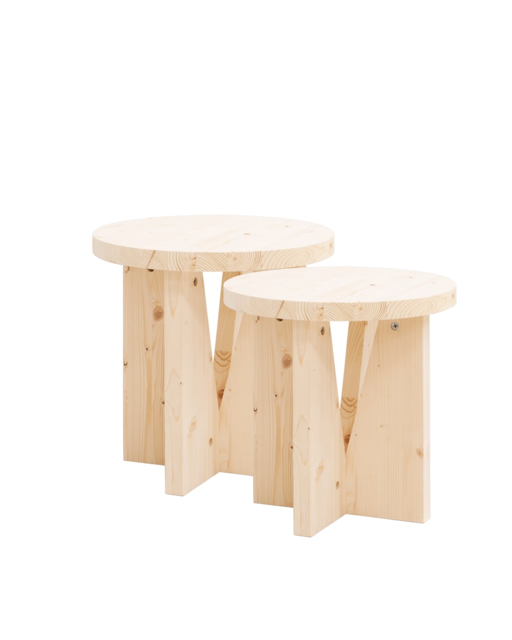 Ensemble 2 tables de chevet en bois beige 40x40cm