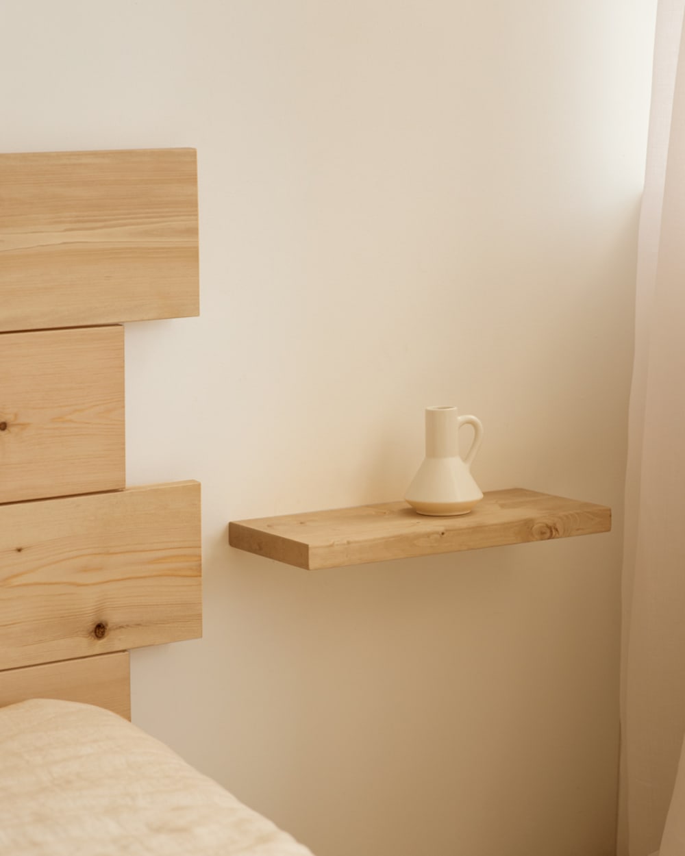 Ensemble 2 tables de chevet en bois flottantes marron clair 45cm