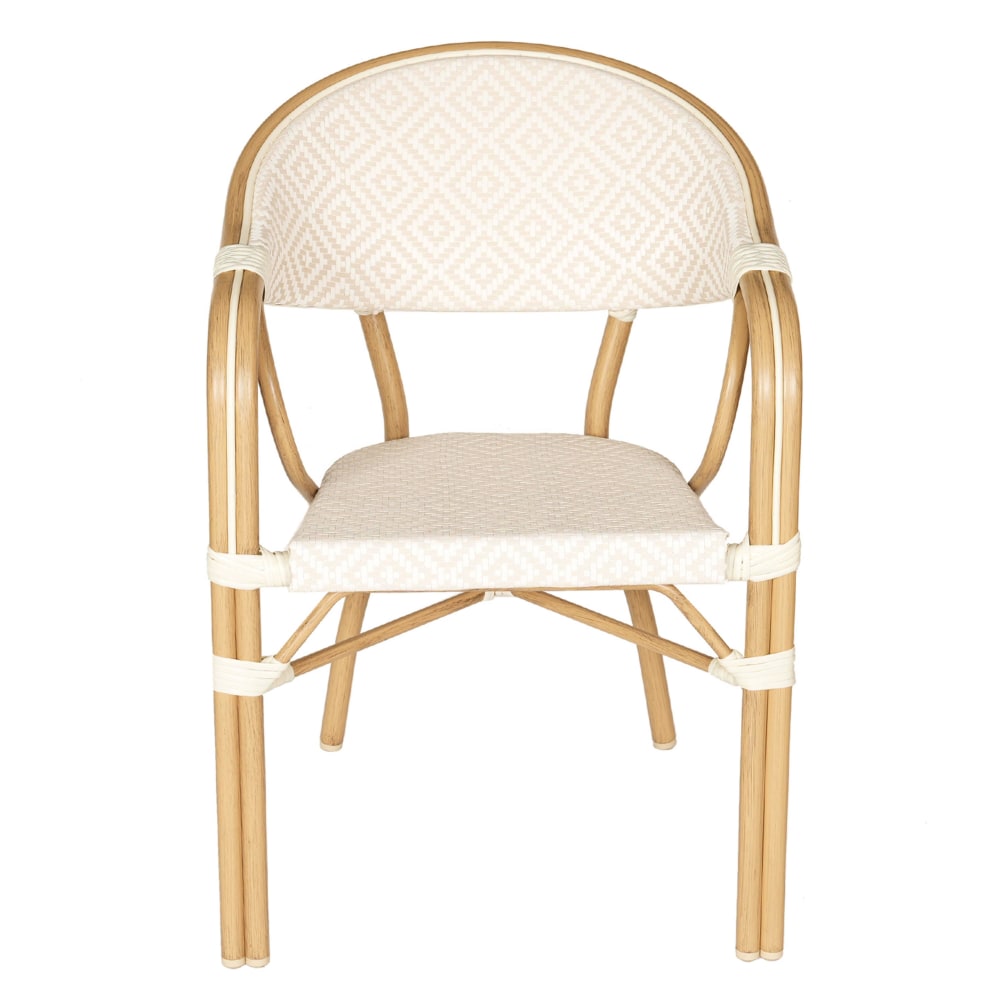 Chaise de terrasse style parisien aluminium et rotin synthétique beige