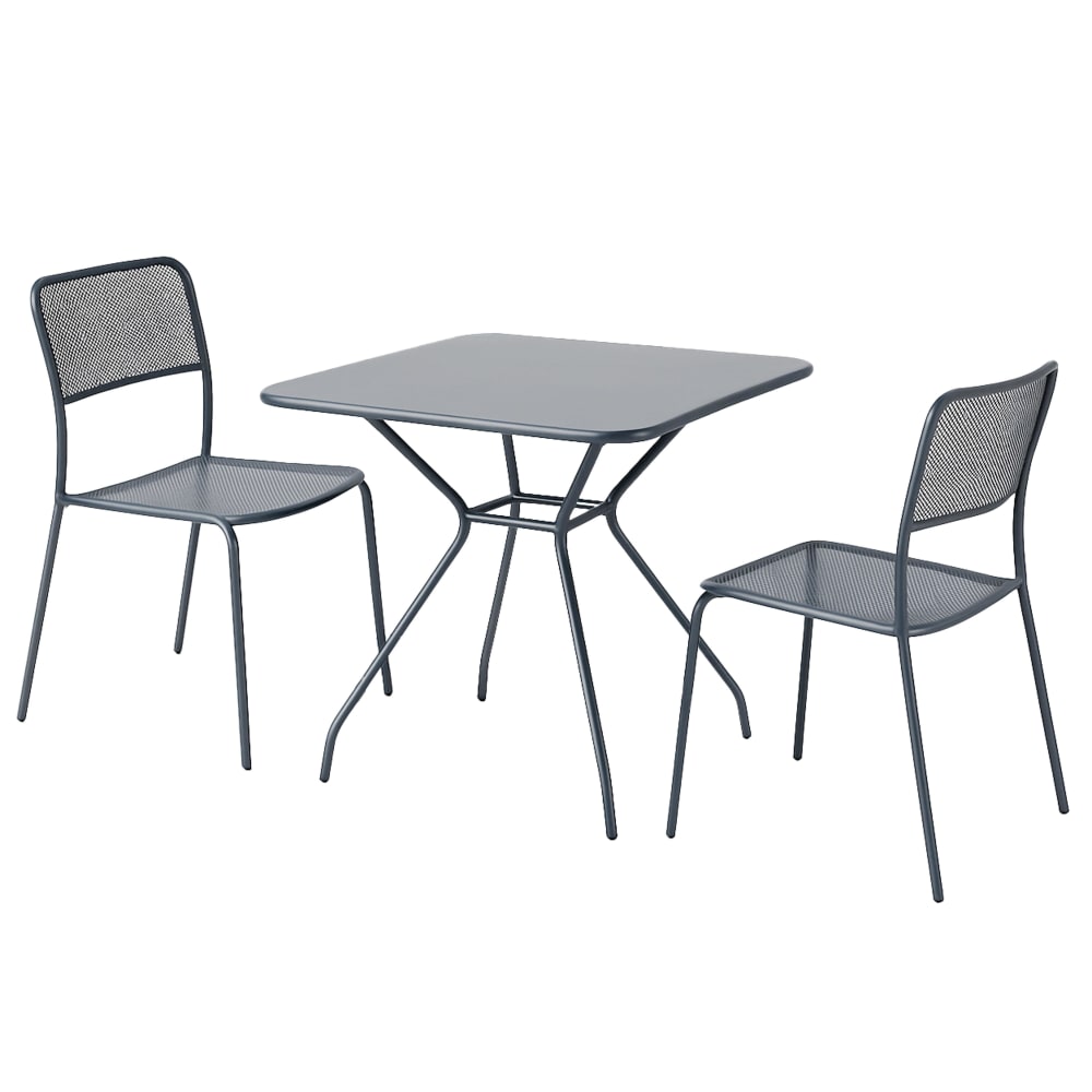 Ensemble table et 2 chaises de jardin gris anthracite
