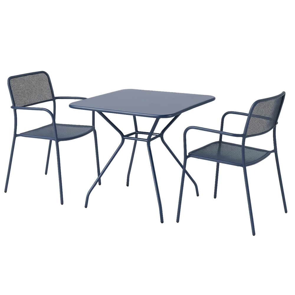 Ensemble table et 2 fauteuils de jardin bleu