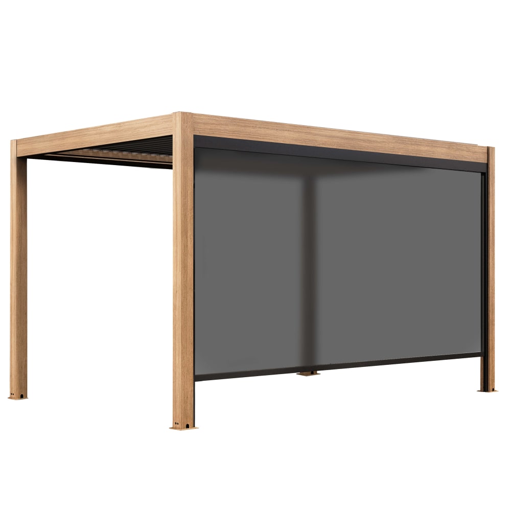 Pergola bioclimatique autoportée et motorisée éclairée 3x4m et 1 store