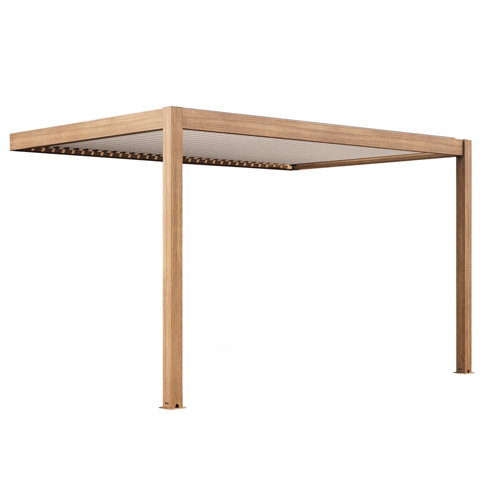 Pergola bioclimatique adossée 3x4m en aluminium bois blanc