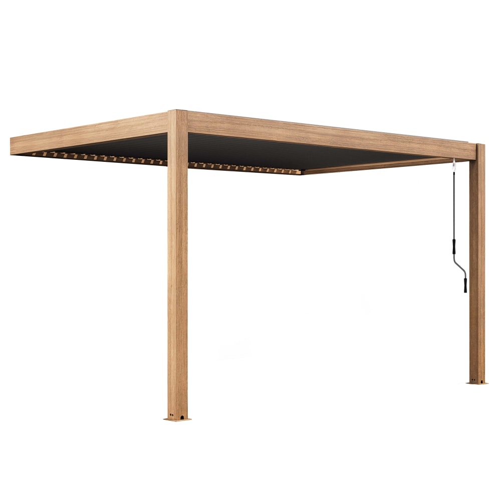 Pergola bioclimatique adossée 3x4m en aluminium bois gris