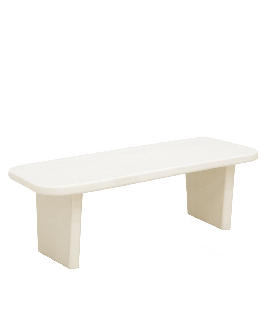 Table basse en bois massif microciment blanc 120x60cm