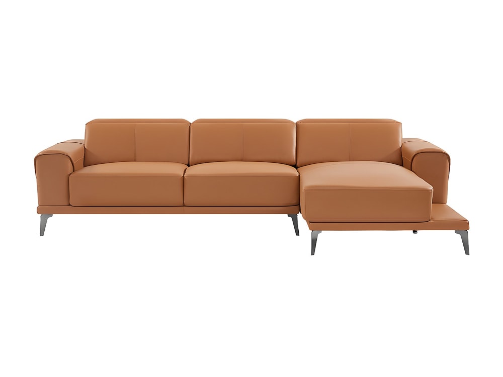Canapé d'angle cuir 5 places camel