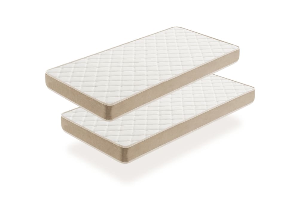 Moonia 2er Set Viscosoft Matratzen - 80x130 cm - 14 cm BEIGE Öko-Tex Zertifikat PES - POLYESTER Junge