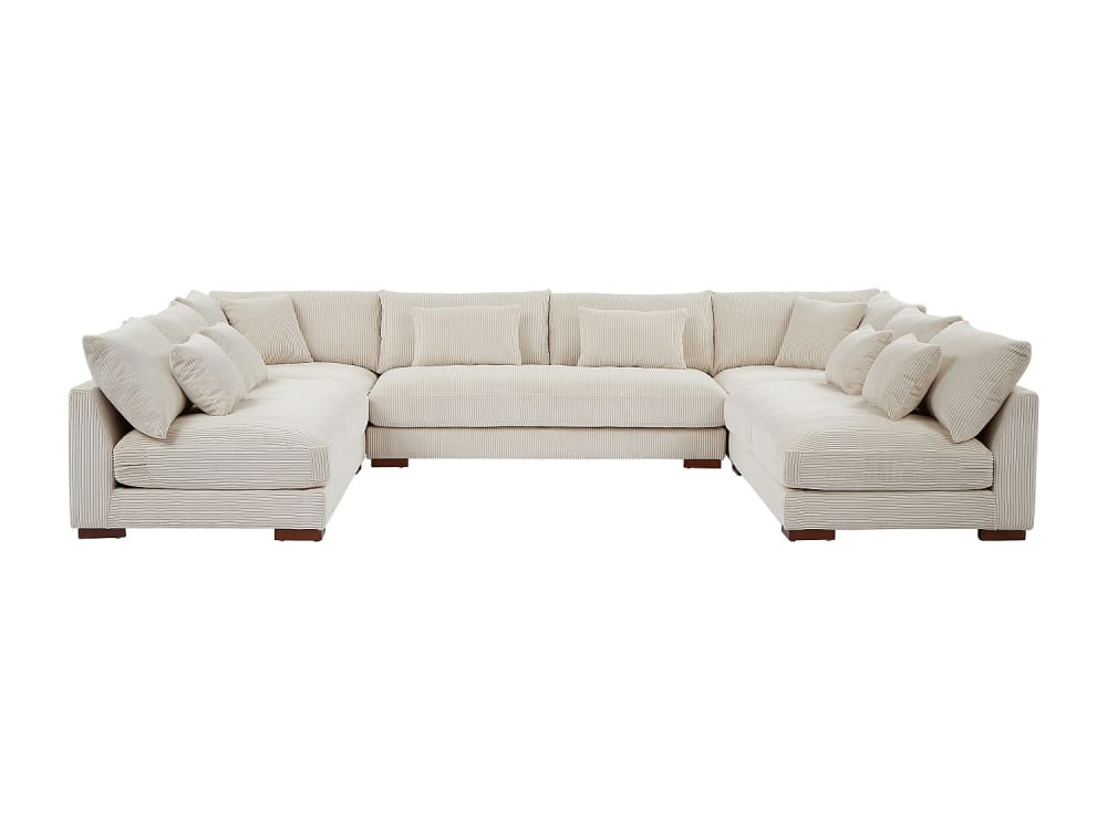 Canapé fixe velours 9 places beige}