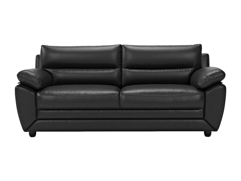 Canapé fixe simili cuir 3 places noir