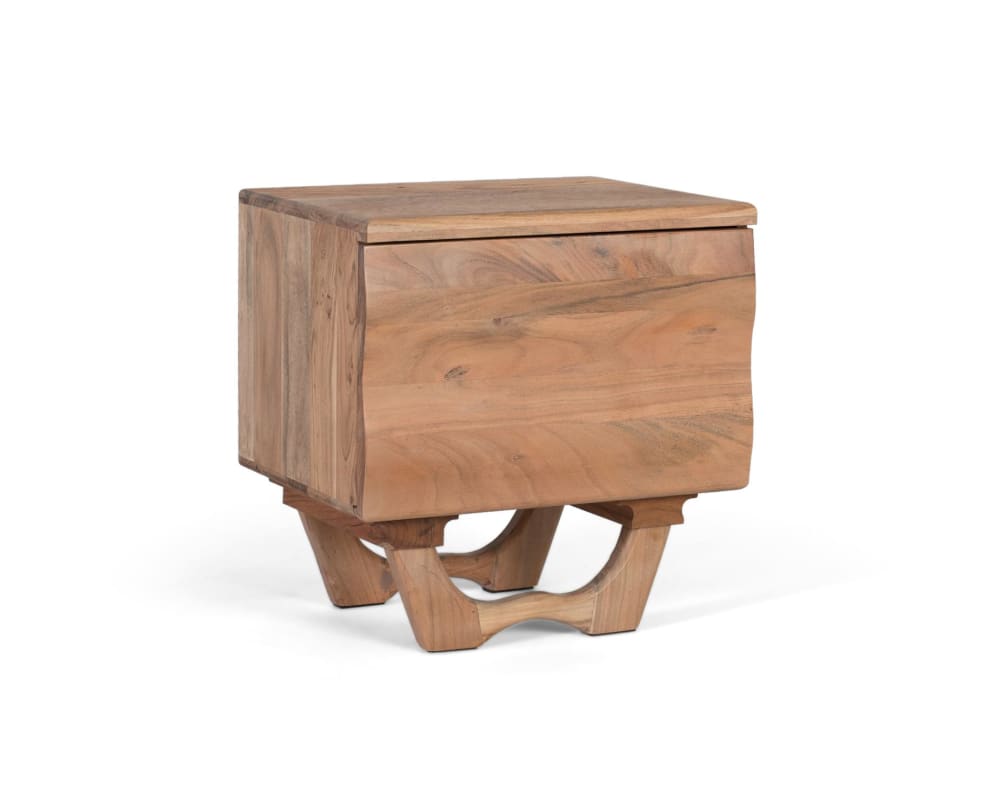 Table de chevet en bois d'acacia naturel