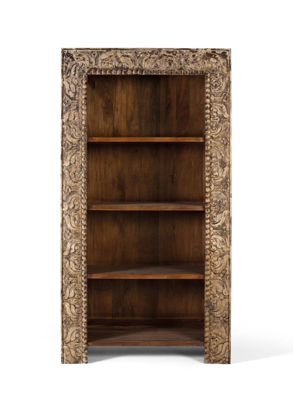 Bibliothèque en bois de manguier avec finition vieillie, 183 cm