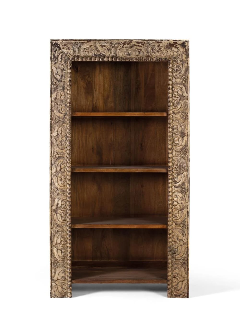 GINER Y COLOMER Bücherregal aus Mangoholz mit gealtertem Finish, 183 cm Braun
