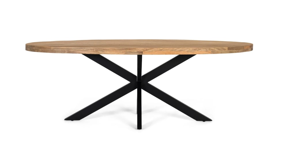 GINER Y COLOMER Esstisch mit ovaler Platte aus massivem Mangoholz 200 cm Braun