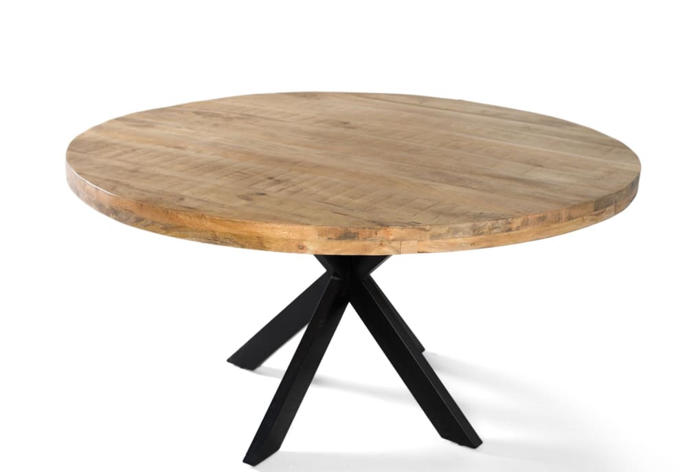 Table à manger ronde en bois de manguier, diamètre 120 cm