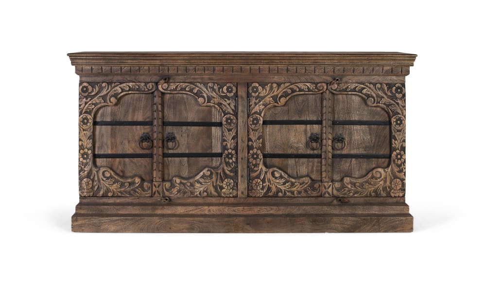 Buffet à quatre portes fait main en bois de manguier