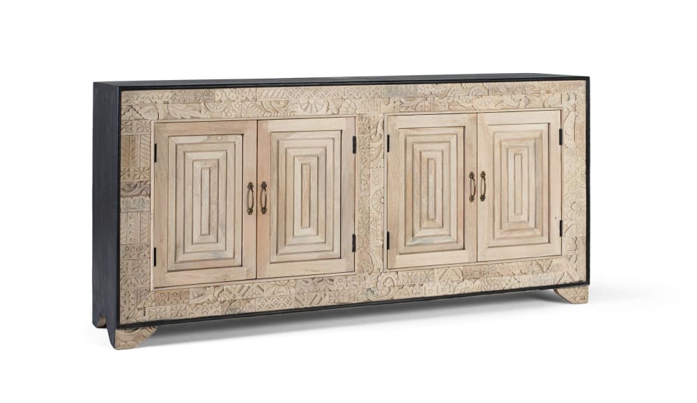 Sideboard mit vier Türen und handgeschnitzten Details 195cm -