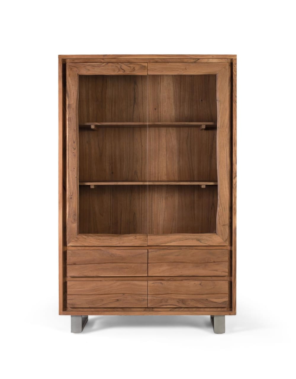Vitrine en bois de manguier et verre avec deux portes 190 cm