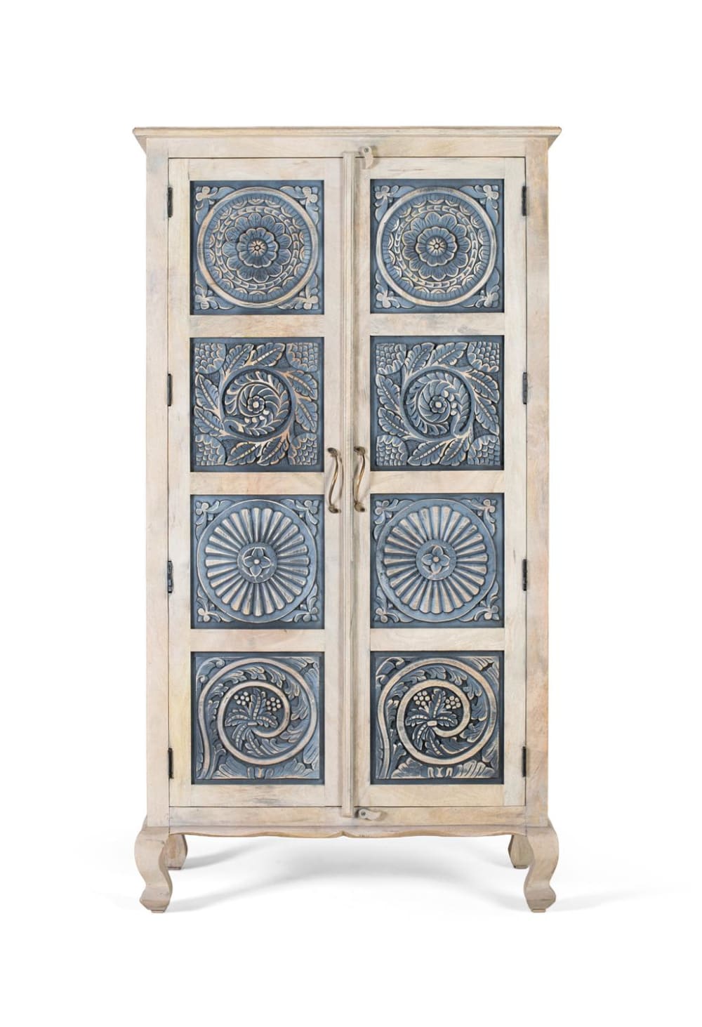 Armoire en bois de manguier avec portes sculptées à la main 180cm