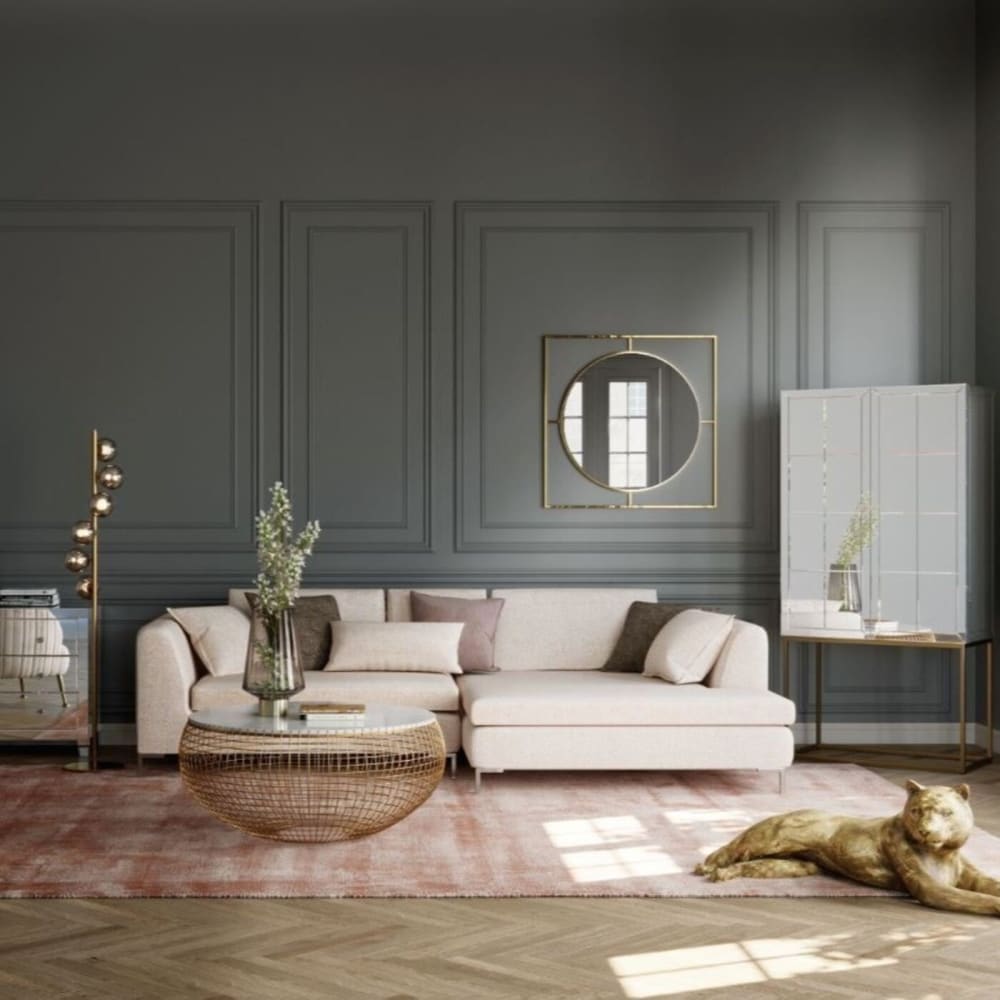 3-Sitzer Ecksofa mit Stoffbezug, Ecke rechts, beige - Maisons Du