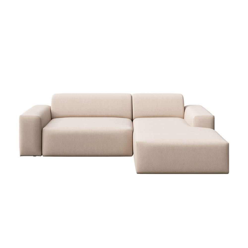 Mesonica Wandelbares Ecksofa rechts aus Polyester, Beige Beige Stoff