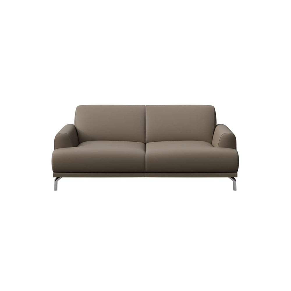 Canapé 2 places en cuir naturel brun cèdre