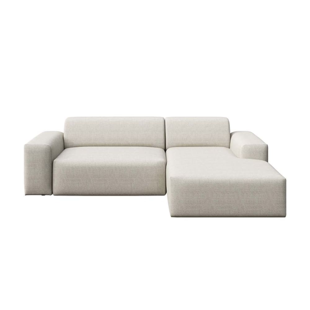 Mesonica Wandelbares Ecksofa rechts aus Polyester, Beige Beige Stoff