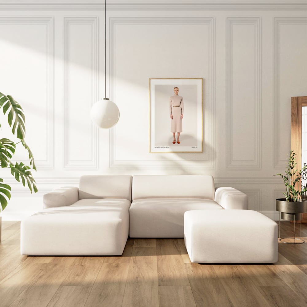 Ecksofa links aus Polyester, Beige - Maisons Du Monde
