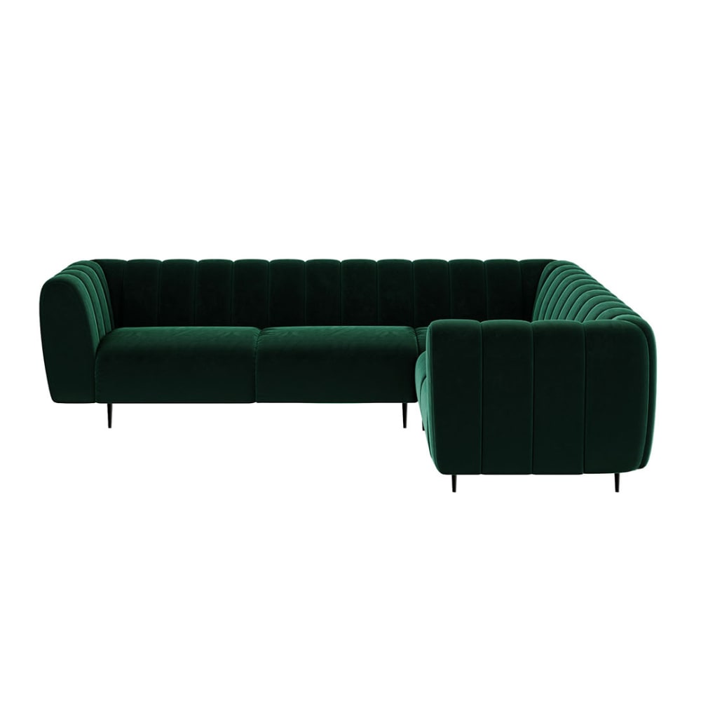 Canapé d'angle droit vert profond