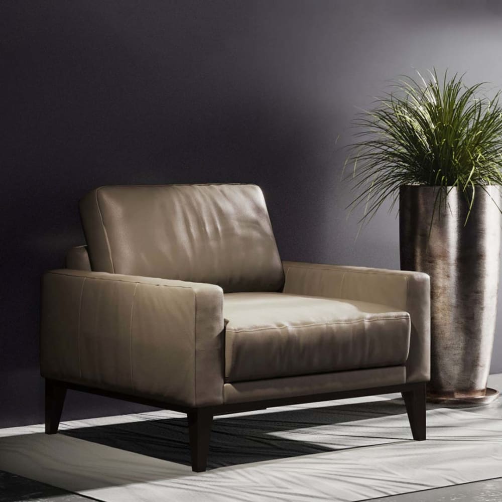 Fauteuil en cuir naturel gris fossile