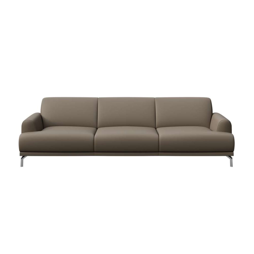 Canapé 3 places en cuir naturel brun cèdre