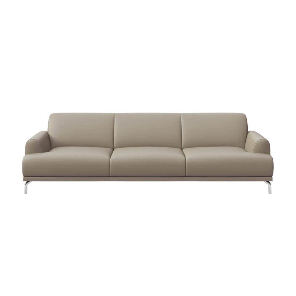 Canapé 3 places en cuir naturel gris fossile