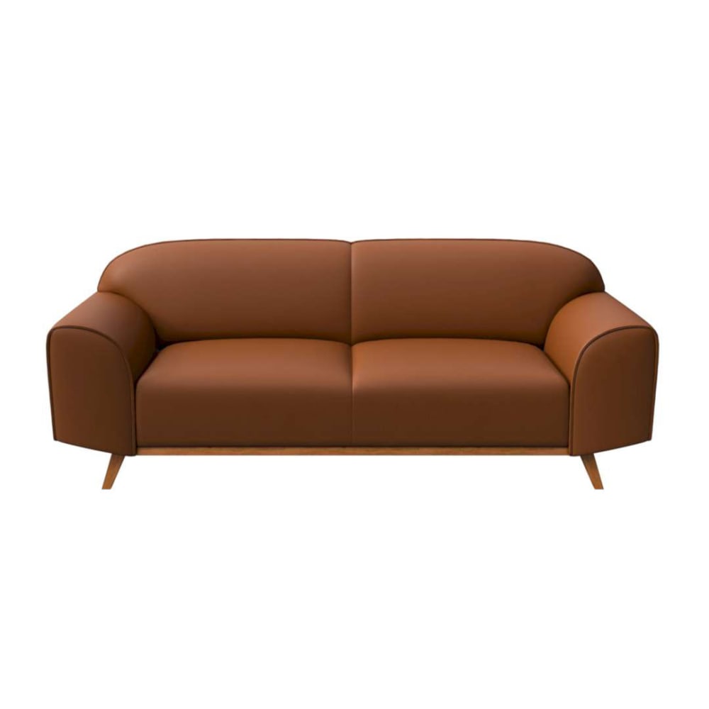 Canapé 2 places en cuir naturel brun cannelle