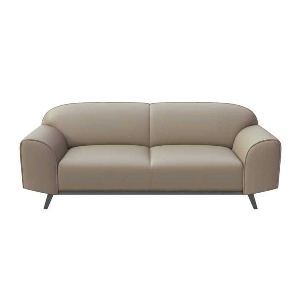 Canapé 2 places en cuir naturel gris fossile